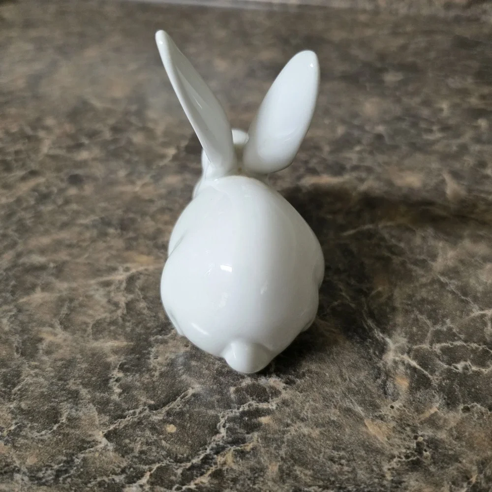 Vintage White Porcelain Bunny Rabbit Figurine Made in Japan Easter Decor